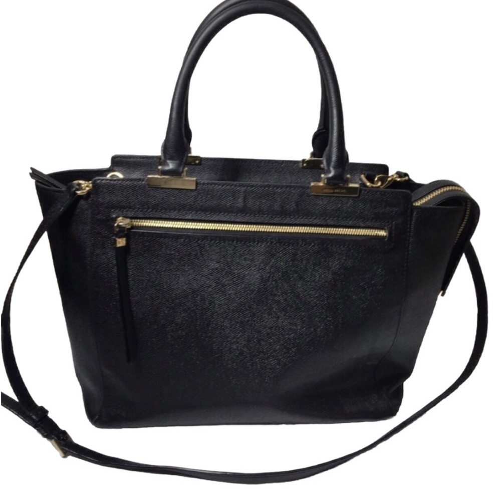 Henri Bendel Black Gotham Saffiano Tote.